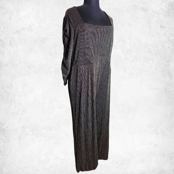 Torrid Glitter Knit Sweetheart Jumpsuit 24W – Black Gold Glam Evening - Picture 2 of 7